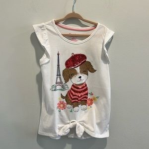 Tommy Bahama Girls White Tank Top T-Shirt Top Paris Eiffel Tower Puppy Medium 7